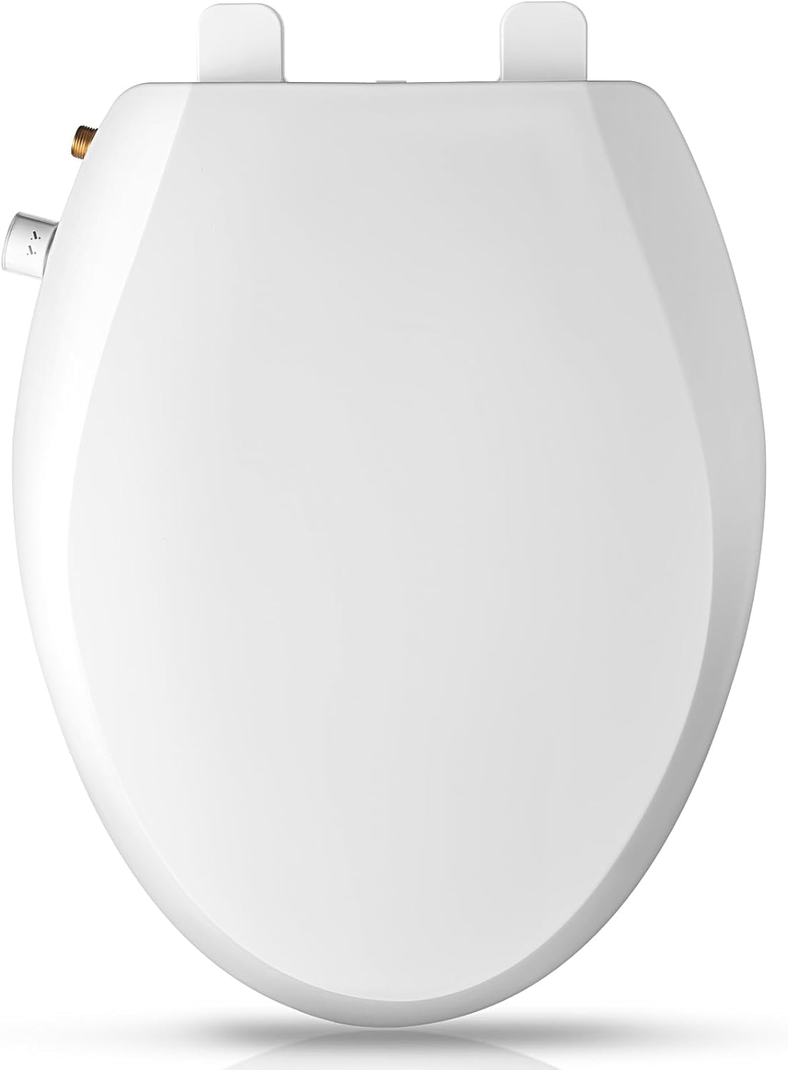 Clirass elongated bidet seat front view highlights slim profile and fit.