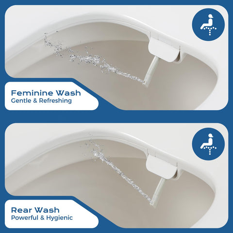 Clirass bidet seat with soft-close lid for quiet bathroom use.
