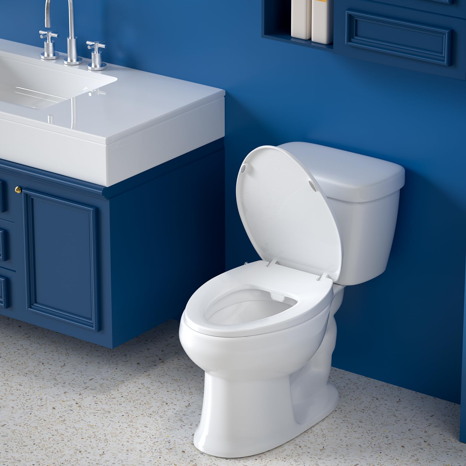 Clirass elongated toilet compatibility with 17.5" L x 14" W x 2" H.