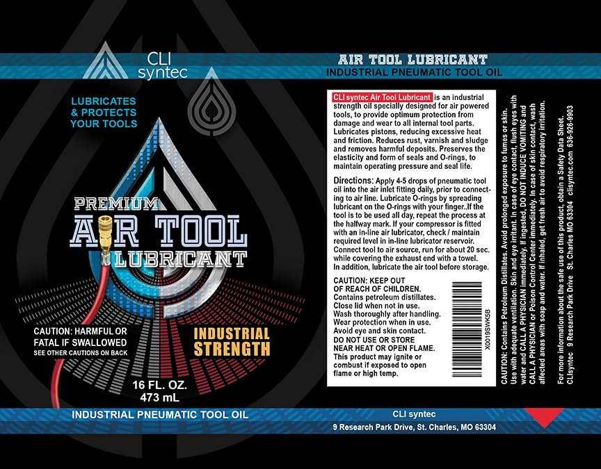 CLIsyntec Premium Air Tool Lubricant drops application demonstrates precise lubrication.