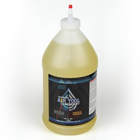CLIsyntec Premium Air Tool Lubricant 64oz bottle protects tools during heavy use.