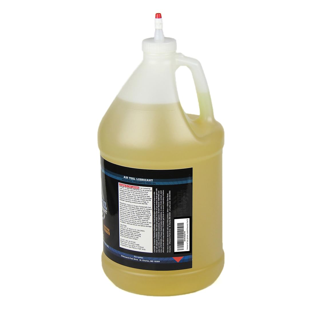 Pour action shows easy application to reduce friction and heat in pneumatic tools
