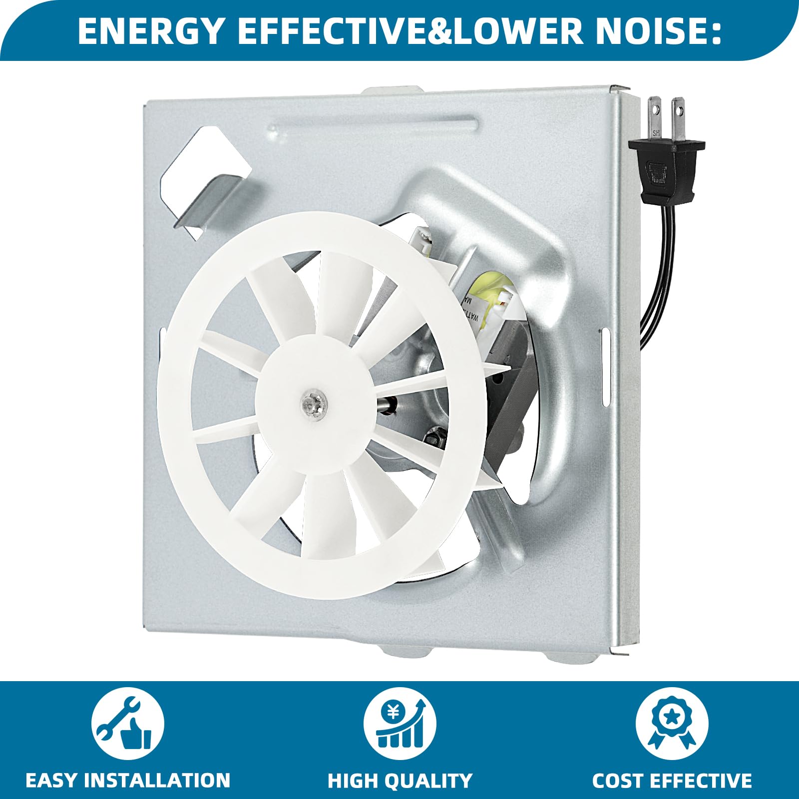 CLLOMAGY 50CFM air-movement image demonstrates stronger exhaust for steamy bathrooms.
