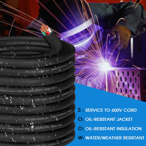 CLLOMAGY heavy-duty 10 AWG SOOW cable emphasizes durability