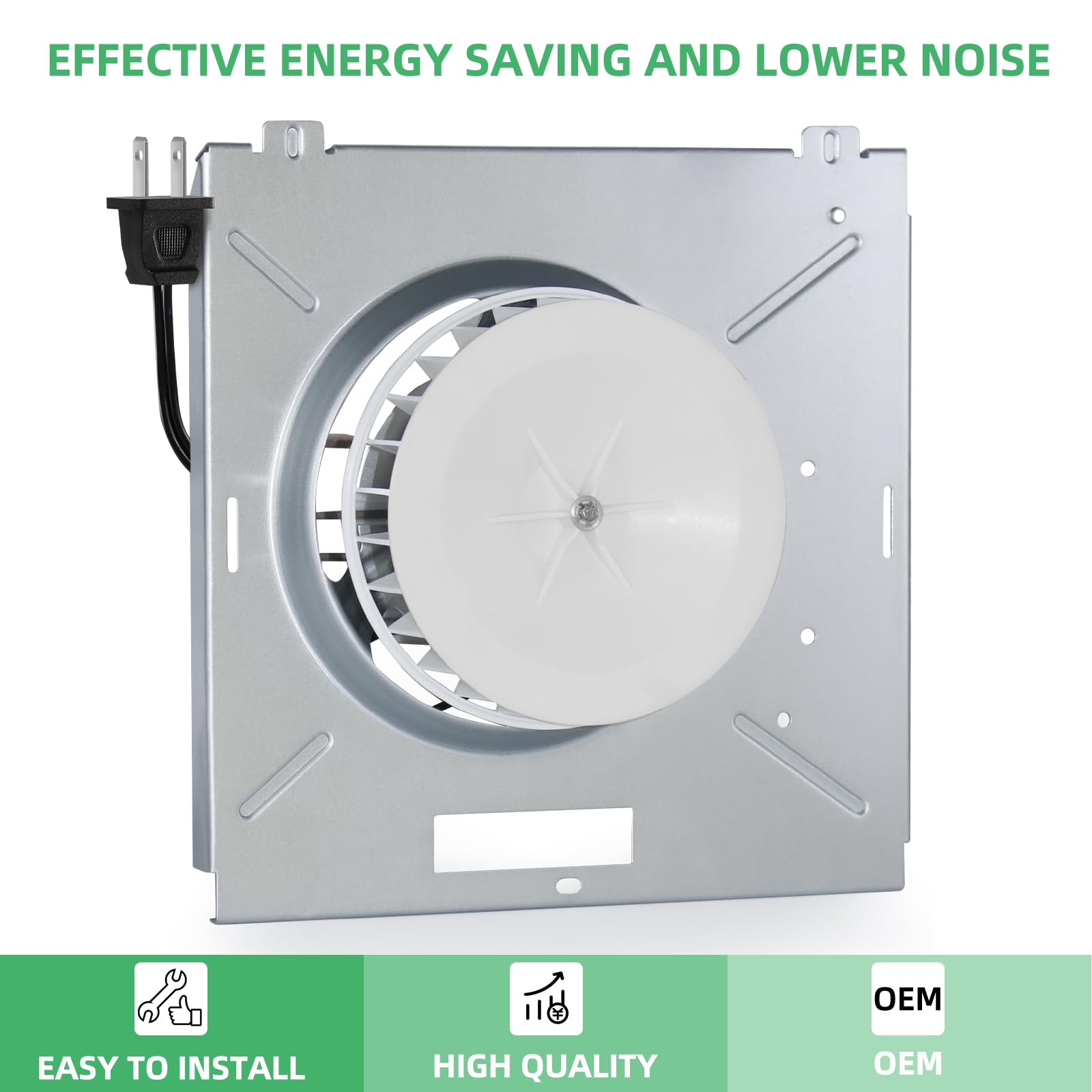 CLLOMAGY motor with noise reduction for quieter bathroom exhaust.