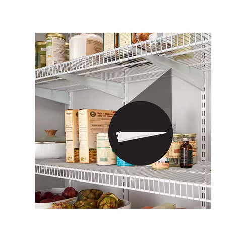 ClosetMaid slot-in insertion shows easy bracket placement into standards.
