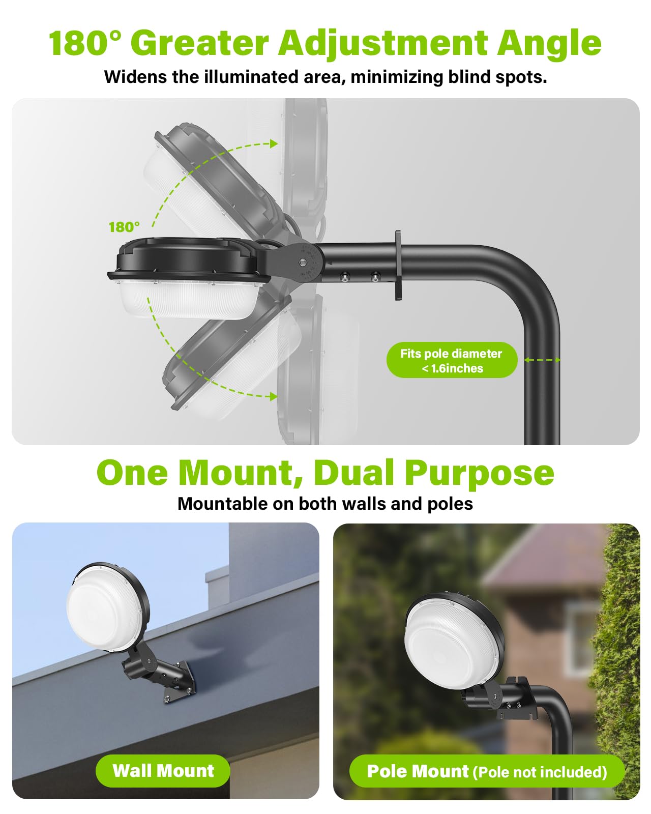 CLOUDERROR 150W barn light dusk-to-dawn sensor enables automatic nighttime illumination.
