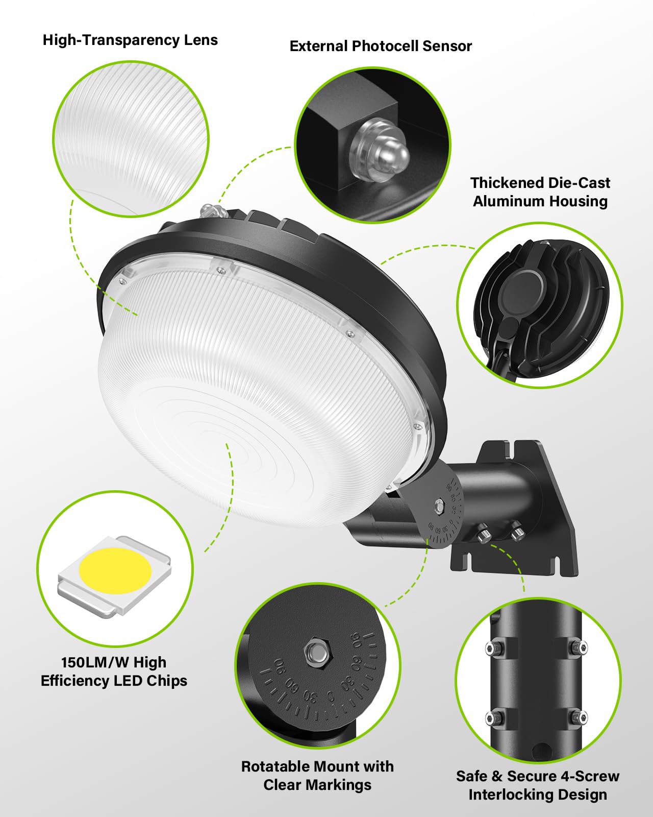 CLOUDERROR 150W barn light IP65 waterproof design withstands rain.