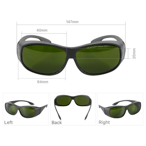 Lens detail of Cloudray 1064nm safety glasses with clear coating.