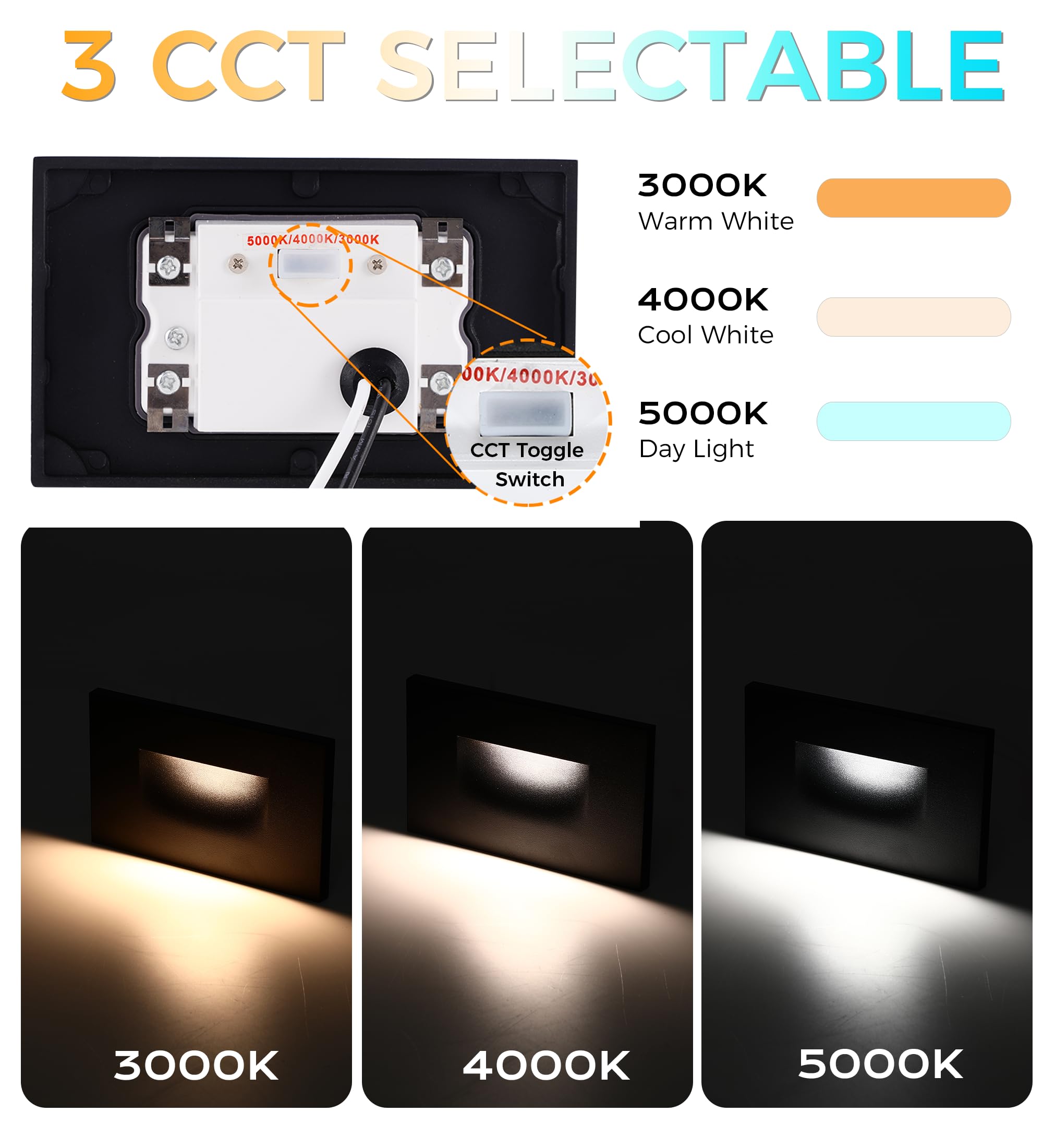 CLOUDY BAY 12V step light 4000K neutral white for clear stair visibility.