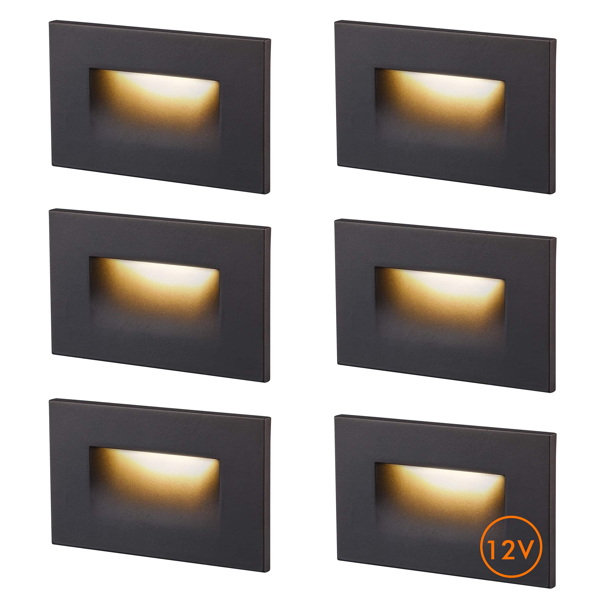 CLOUDY BAY 12V step light with oil rubbed bronze faceplate for indoor and outdoor stairs.