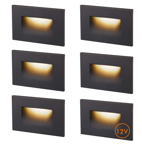 CLOUDY BAY 12V step light with oil rubbed bronze faceplate for indoor and outdoor stairs.