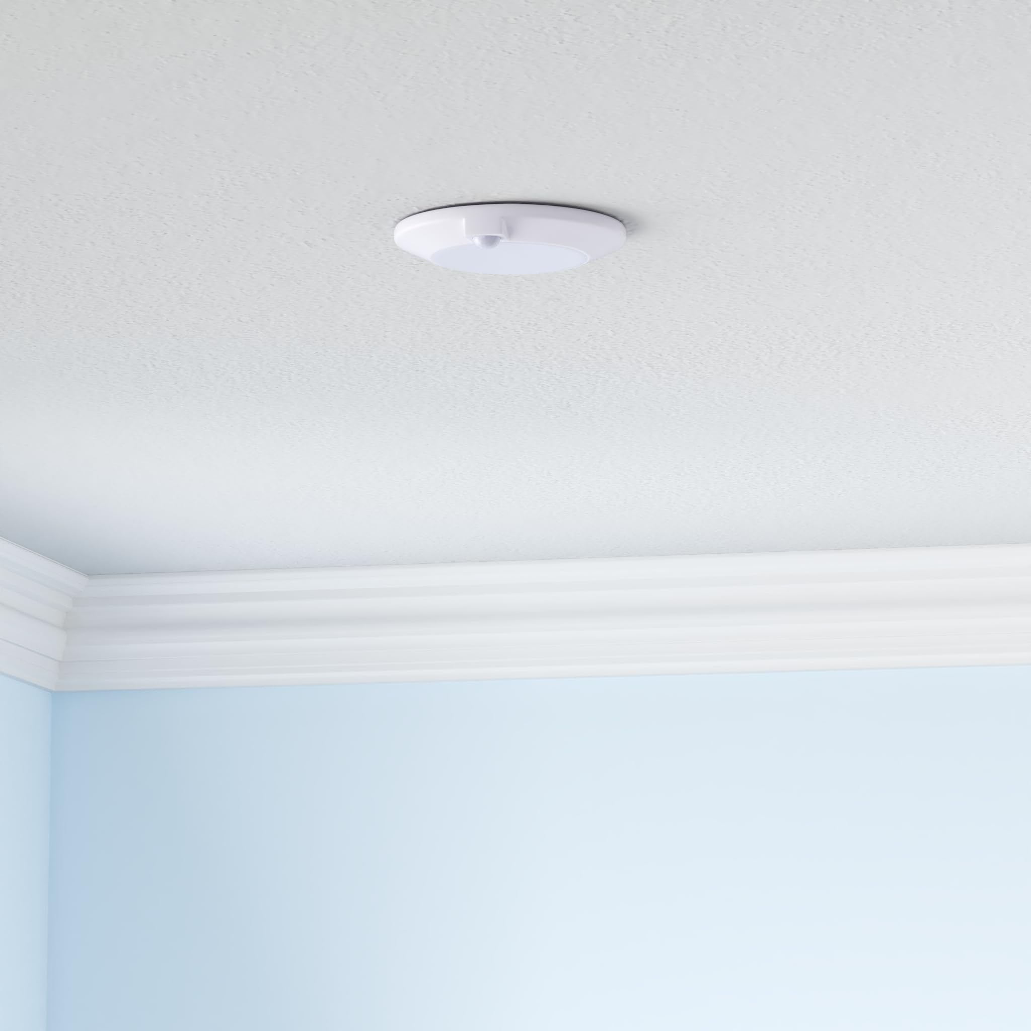 Cloudy Bay motion sensor ceiling light in a walk-in closet with hands-free visibility.