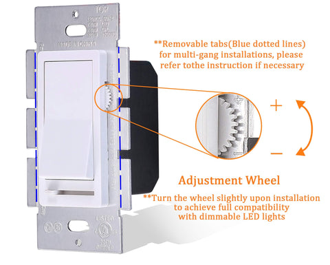 Cloudy Bay slide dimmer demonstrates smooth brightness adjustment for LED and incandescent bulbs.