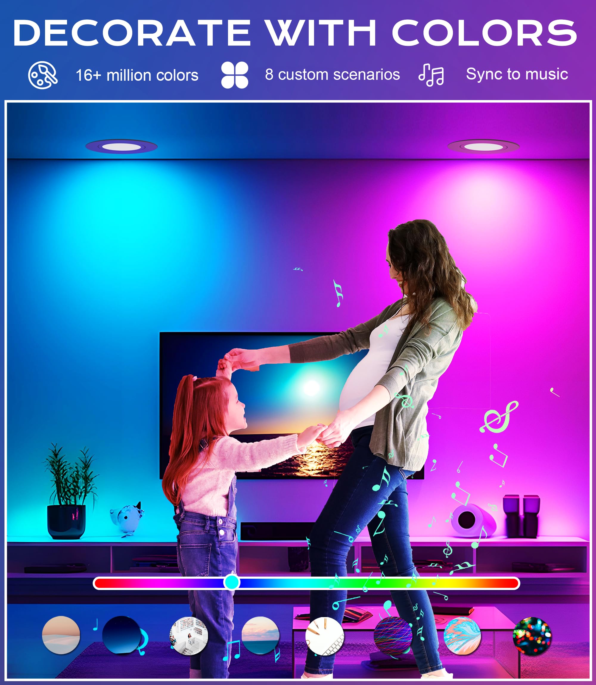 Cloudy Bay app-enabled lighting compatible with Alexa and Google Assistant
