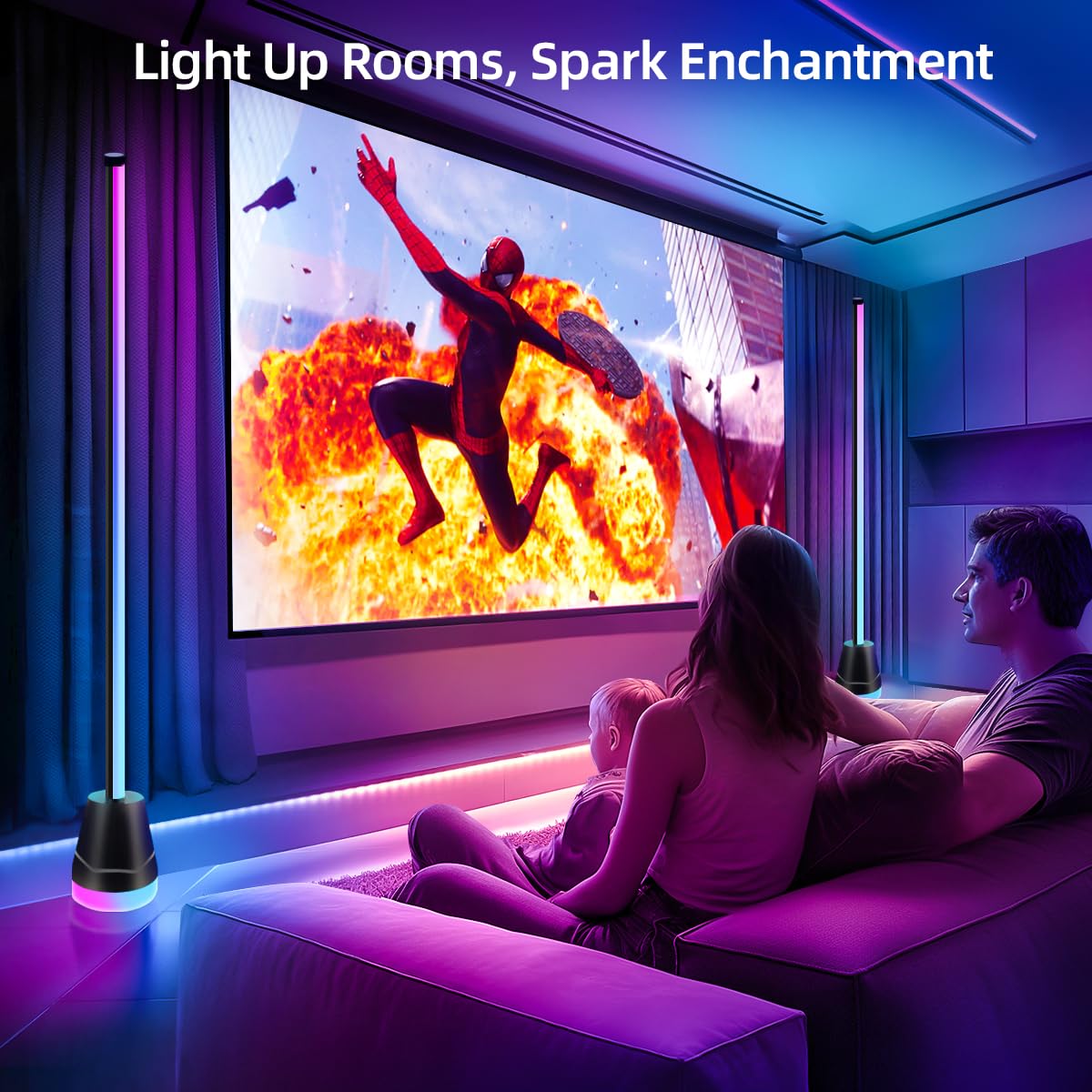 Clownya LED corner lamp syncs with music for dynamic lighting.