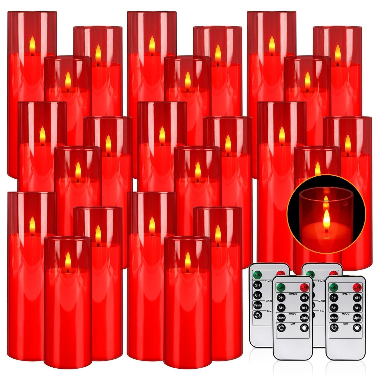 CLTNIKET red acrylic flameless candle with remote creates elegant table ambience safely.