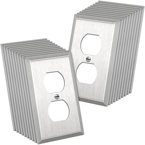 CML Duplex wall plate 1-gang in brushed silver front view, showcasing durability