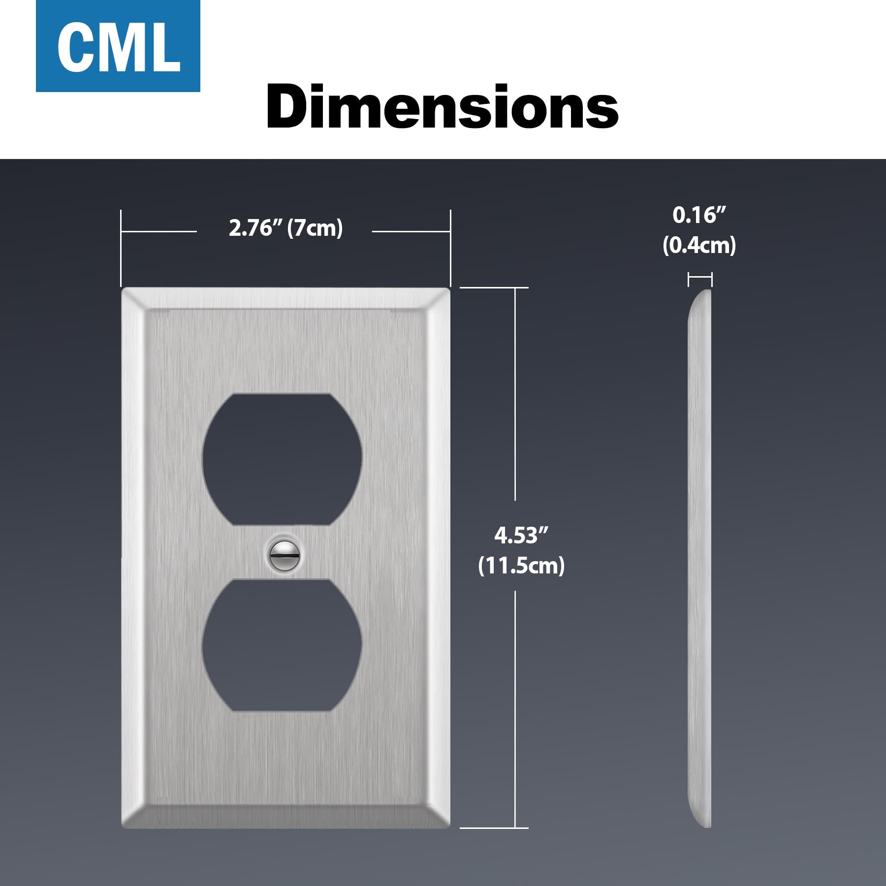 Brushed silver finish on the CML wall plate suits modern décor