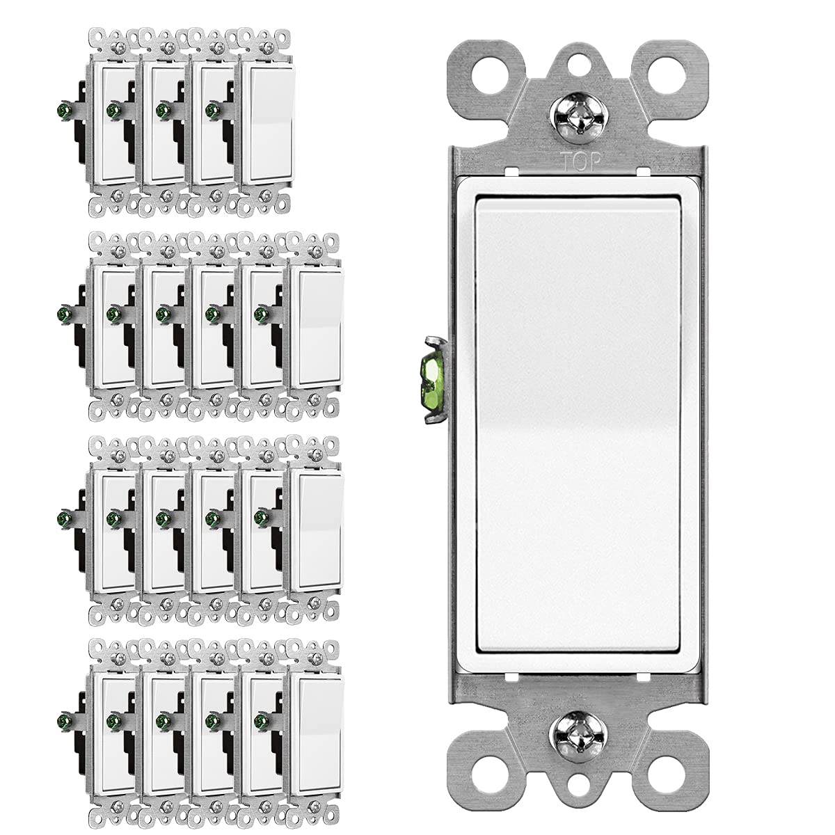 CML Hardware 20 Pack 3-Way Decorator Paddle Rocker Wall Switch – 15A ...