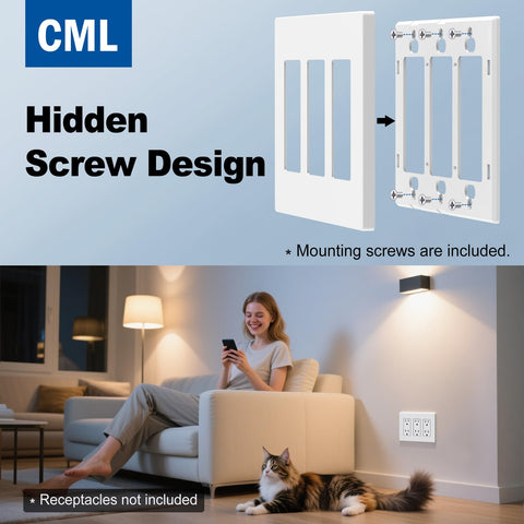 CML Hardware 4-pack wall plates front view with uniform matte finish.