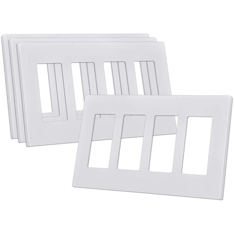CML Hardware 4-gang screwless wall plate in white four-pack for a clean, modern installation