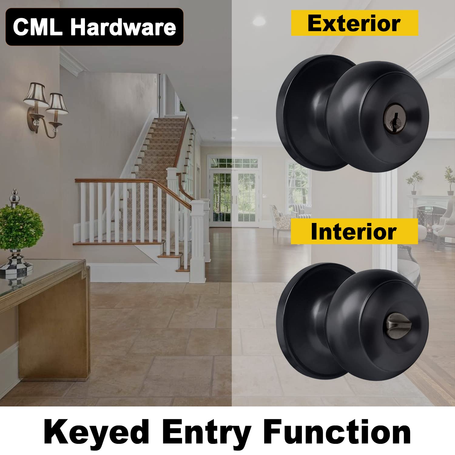 CML Hardware anti-bump 5-pin cylinder close-up demonstrates secure keying for home front door.