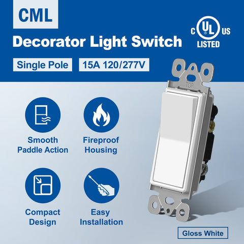 CML Decorator Wall Switch side view showing rugged polycarbonate body.