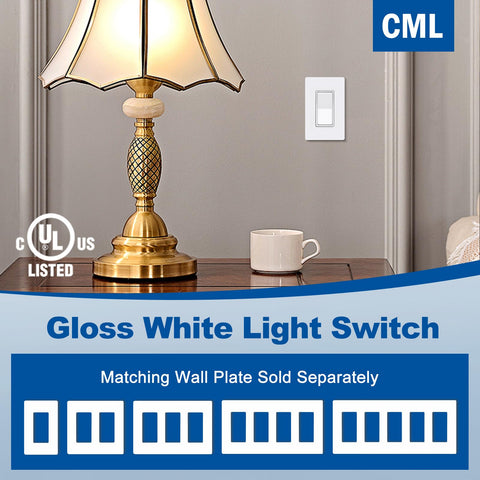 CML Decorator Wall Switch white finish close-up.