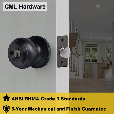 CML Hardware pre-installed screws note close-up reminds removal before installation.