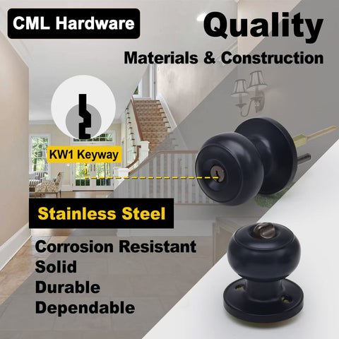 CML Hardware matte-black knob close-up highlights solid stainless build and smooth operation.