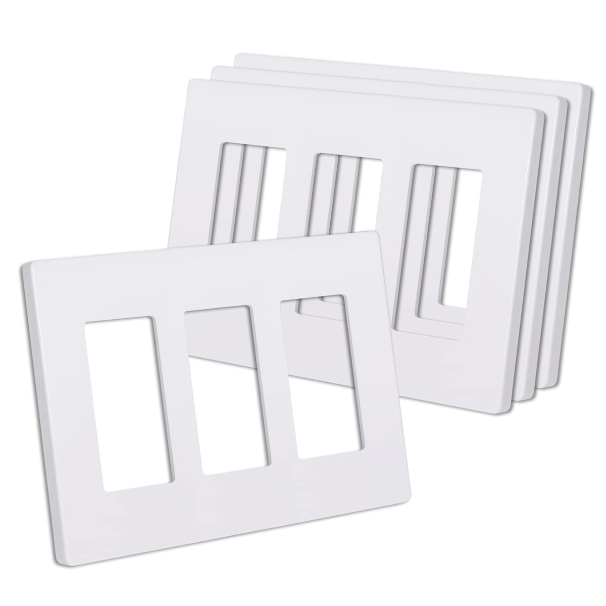 CML Hardware matte white 3-gang outer surface with a sleek screwless finish.
