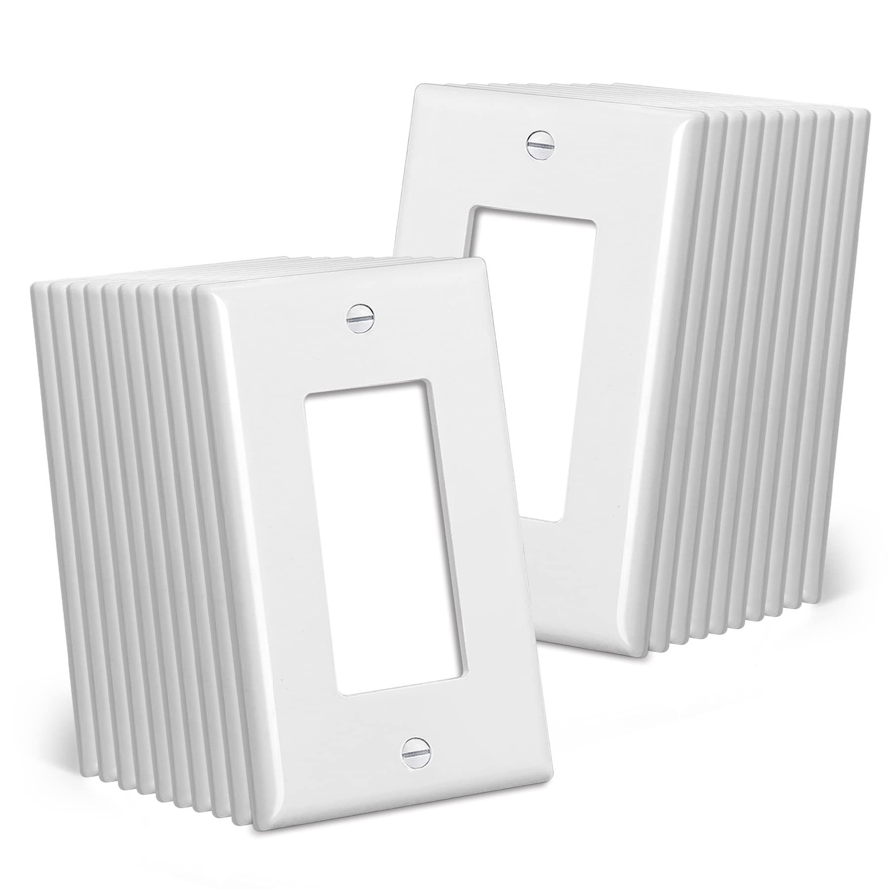 CML mid-size wall plate front view with gloss white finish, modern room look