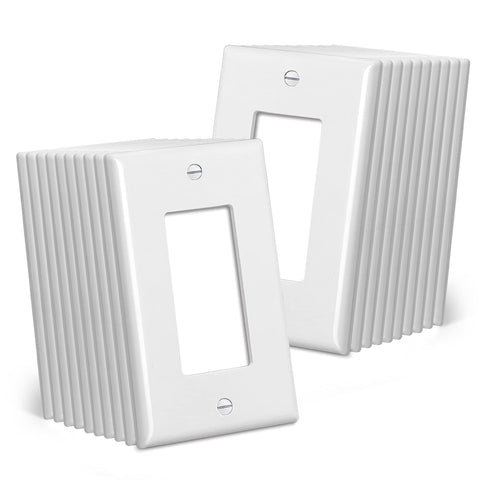 CML mid-size wall plate front view with gloss white finish, modern room look