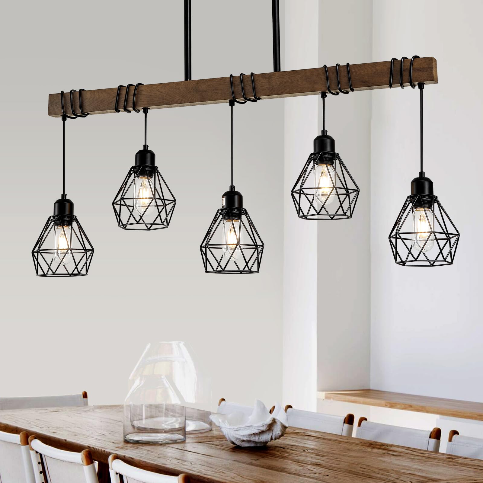 CmnVmn easy-install modern farmhouse chandelier with clear instructions for quick setup