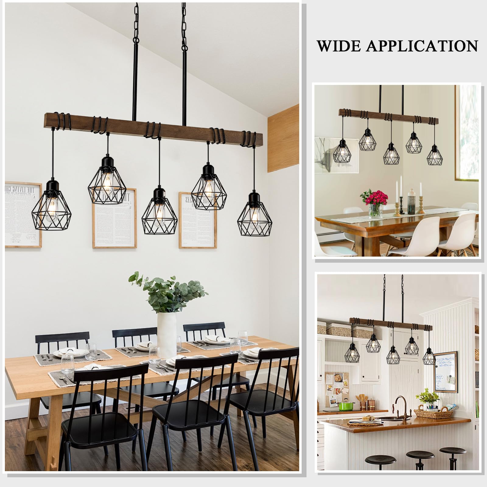 CmnVmn linear rustic wood ceiling pendant highlighting adjustable height for versatile layouts