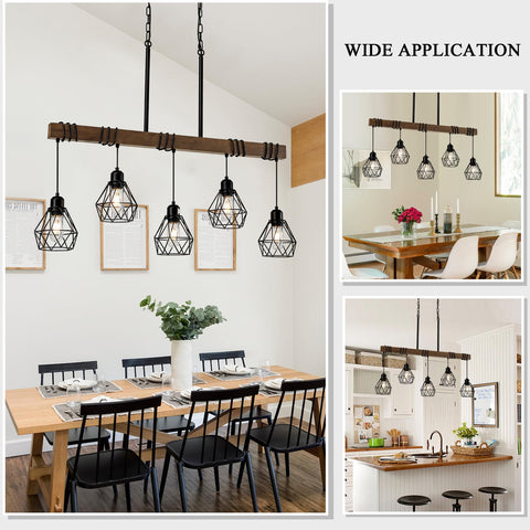 CmnVmn linear rustic wood ceiling pendant highlighting adjustable height for versatile layouts