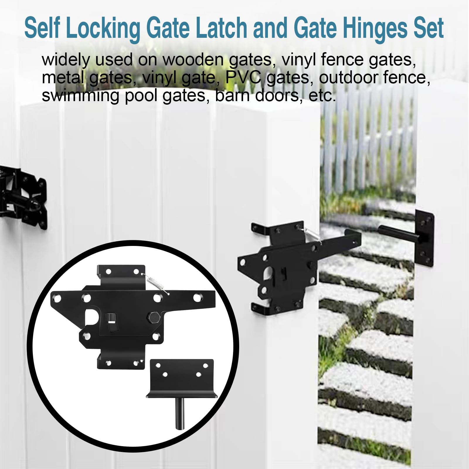 CMOOD outdoor gate setup ready for wooden or vinyl fences.