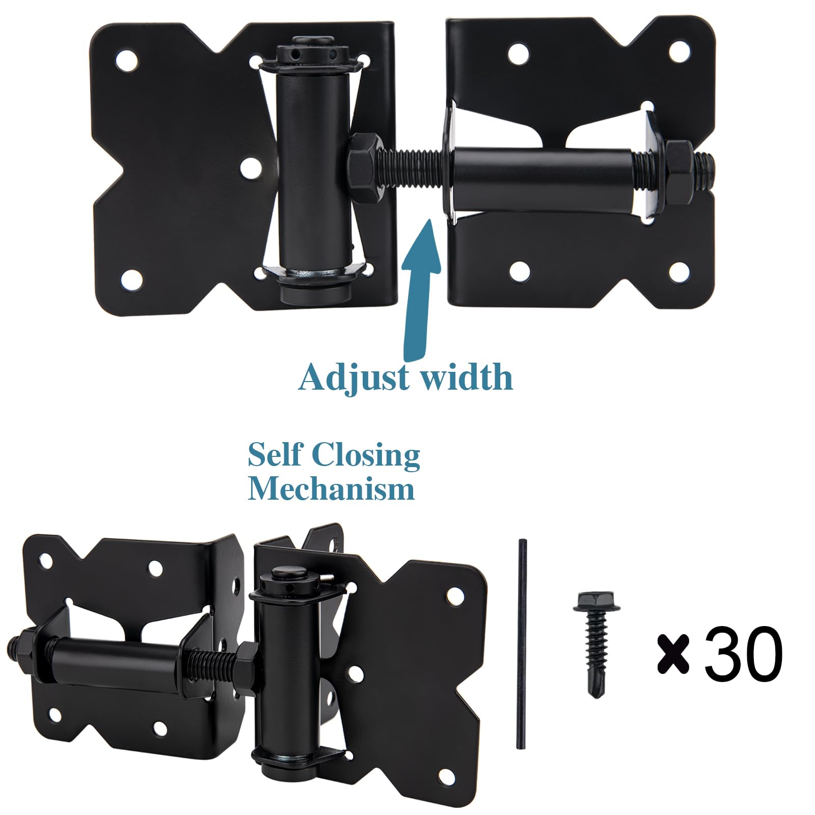 CMOOD powder-coated black finish provides weather resistance for outdoor gates.
