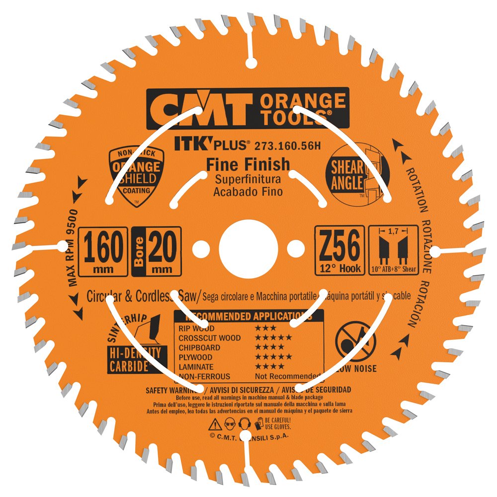 CMT ORANGE TOOLS ITK PLUS fine finish blade close-up for precise hardwood cuts
