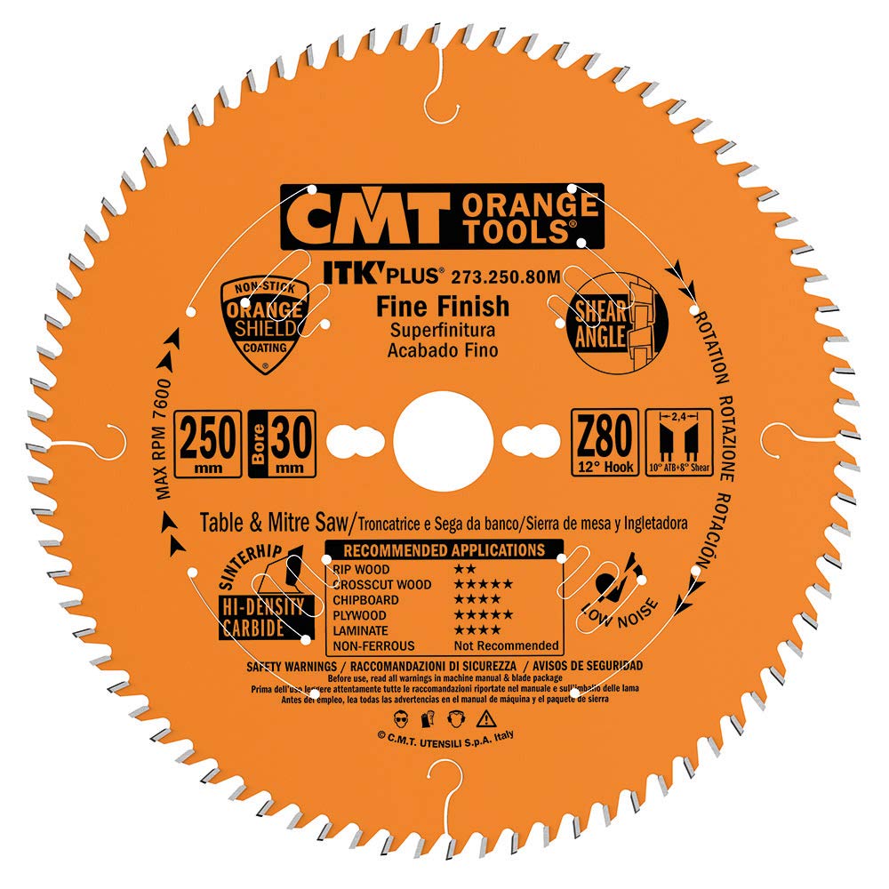 CMT ORANGE TOOLS ITK PLUS thin kerf design reduces waste in cuts
