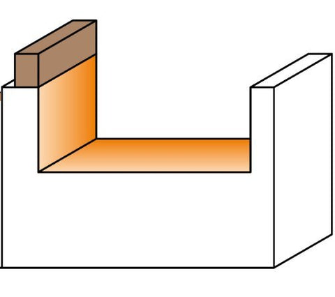 Closeup of the two flutes on the CMT mortising bit for smooth cuts in hardwood.