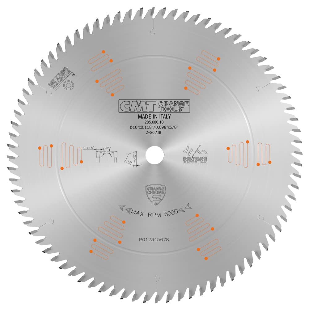 CMT Orange Tools orange chrome ultimate crosscutting blade 10 inches for clean crosscuts on hardwood