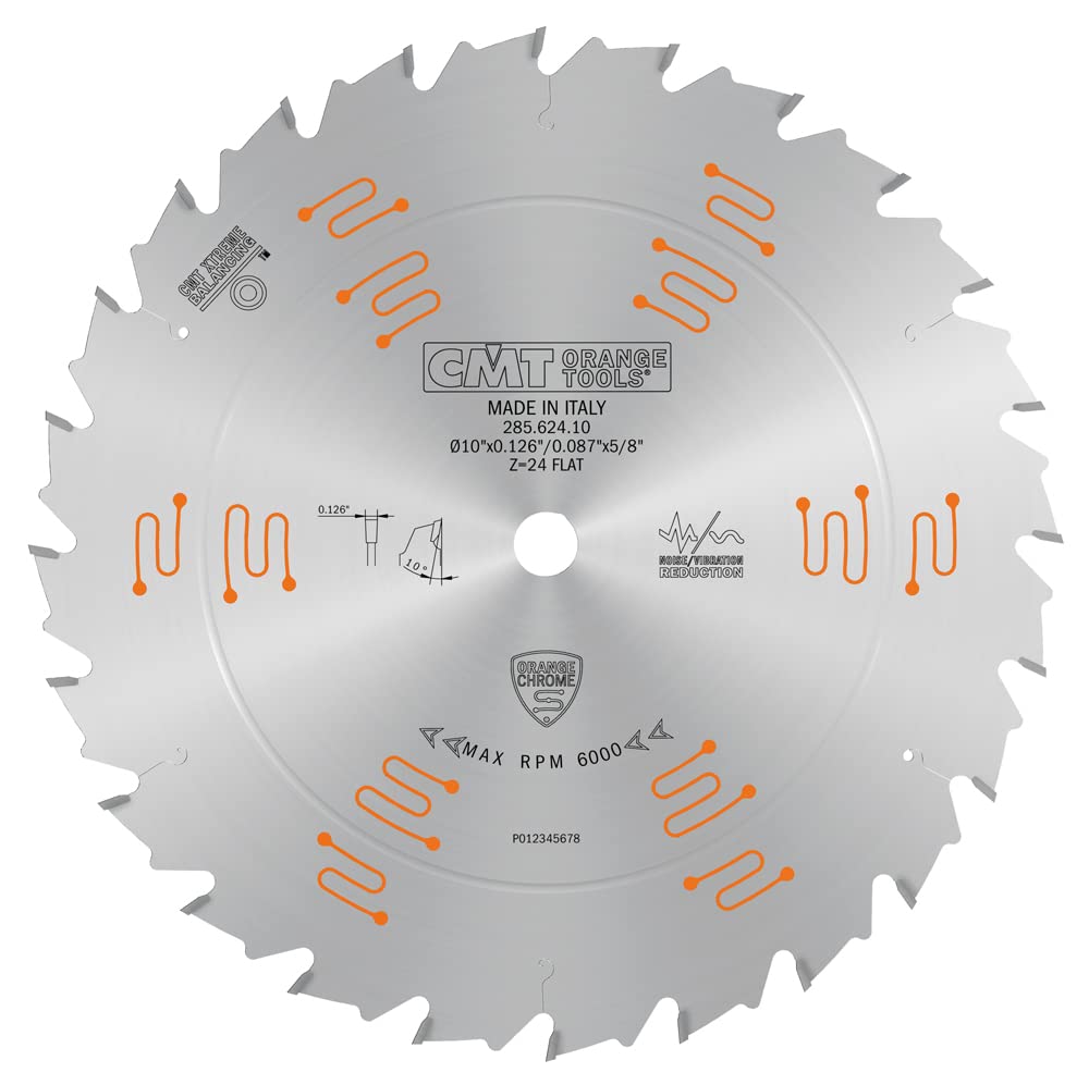 CMT Orange Tools ripping blade for table saw delivers smooth rips with flat kerf 0.126 inch