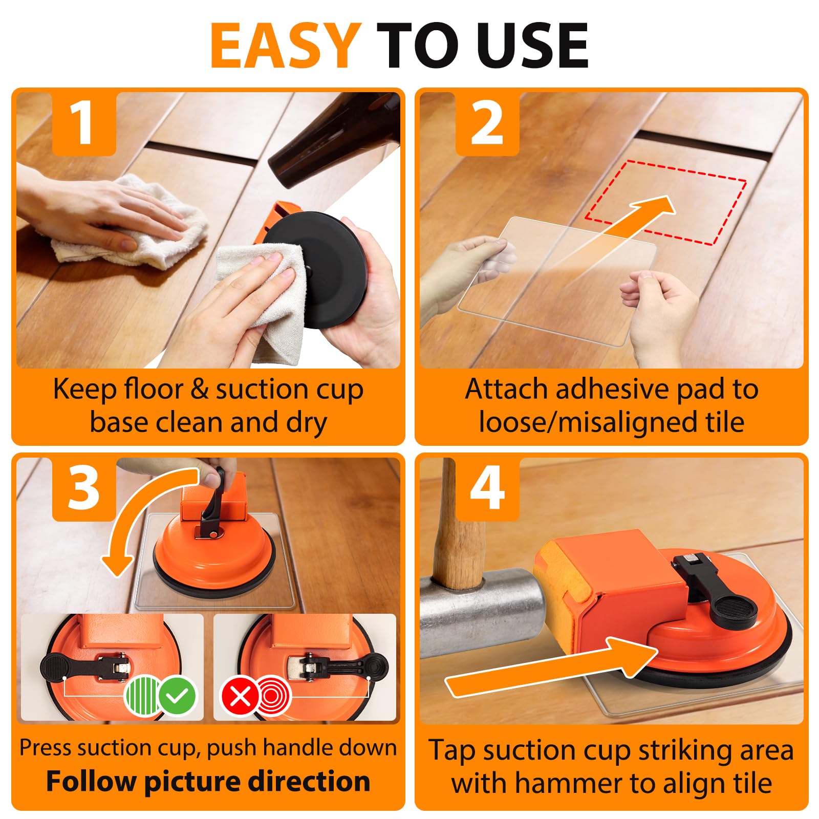 CNARIO six adhesive pads stabilize repairs on textured floors