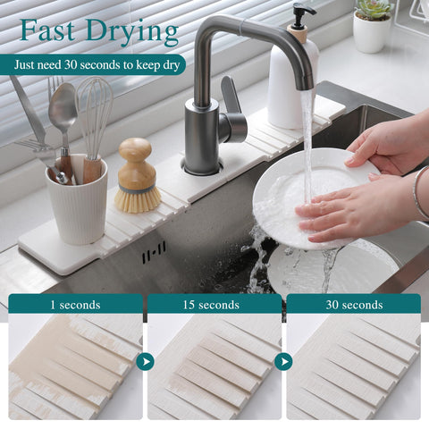 Cnbnd diatomite mat dries quickly, reducing countertop moisture.
