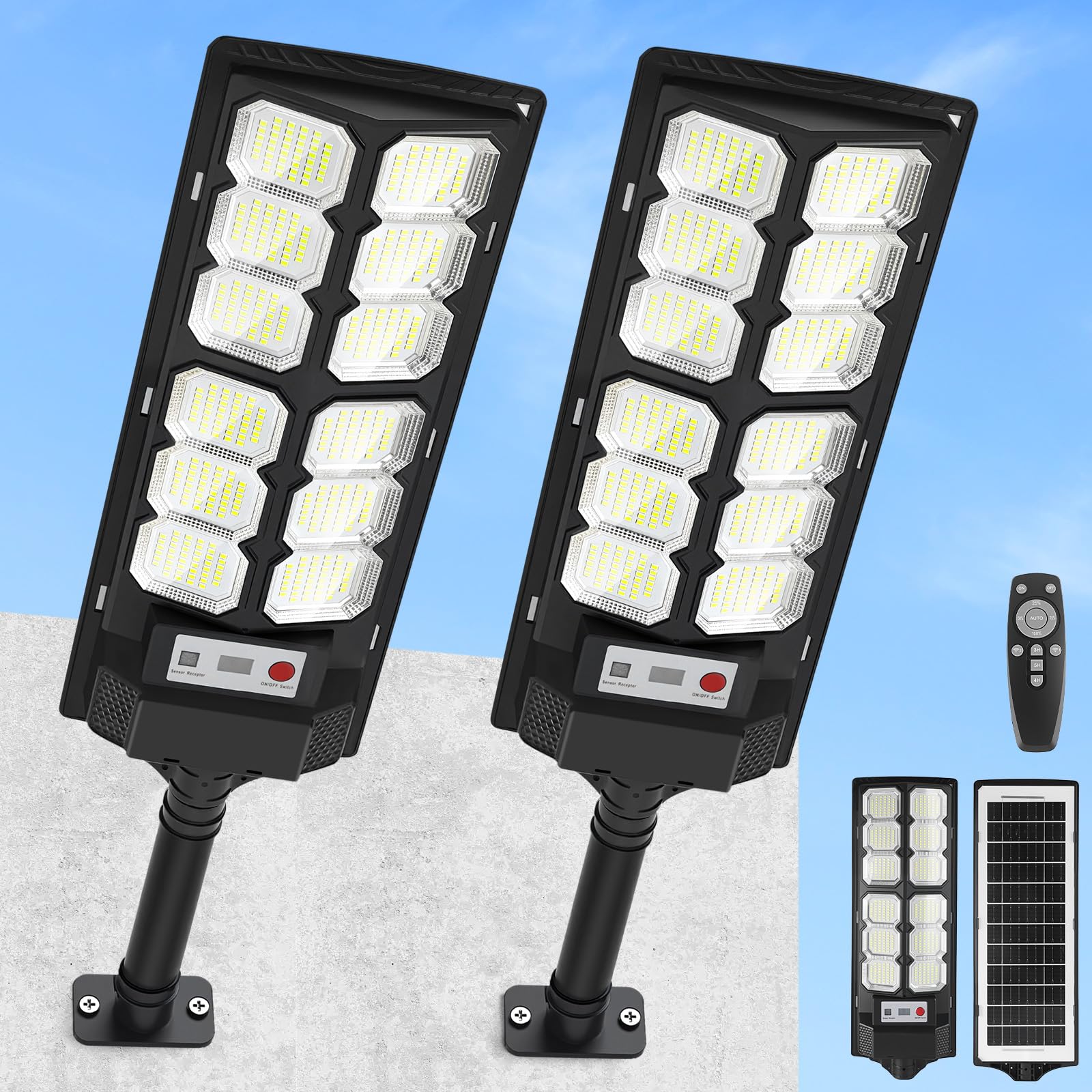 CNOIJUTS 2-pack solar street lights outdoor, energy-efficient illumination.