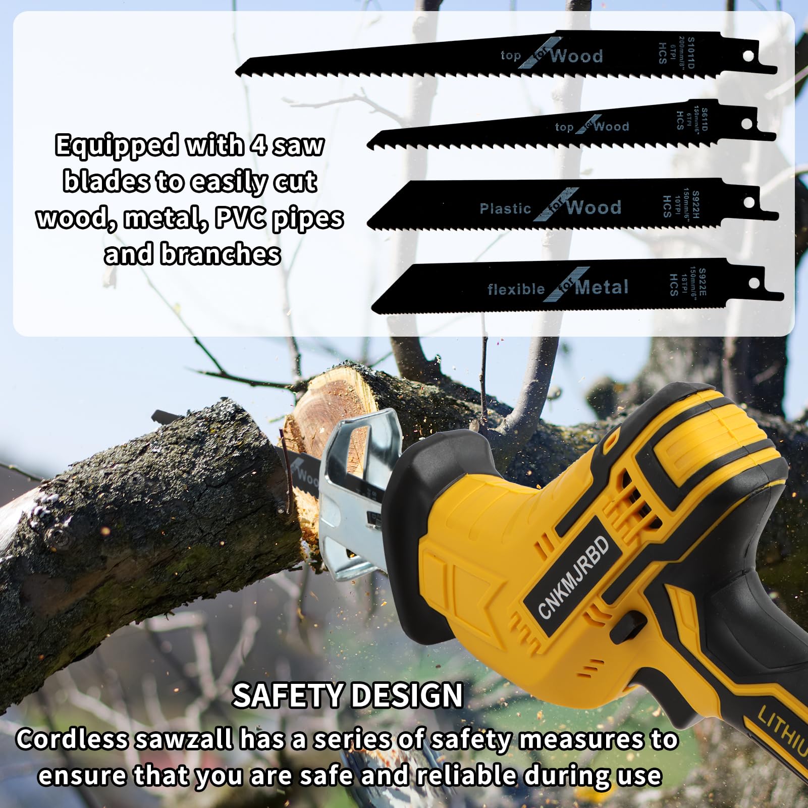 CNKMJRBD four-blades kit supports wood, metal, and PVC cutting.
