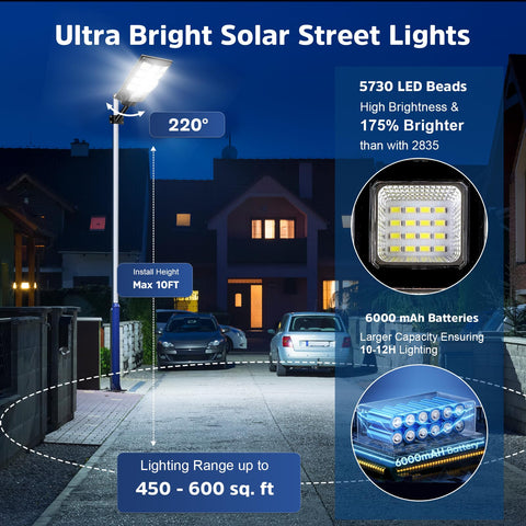 CNOIJUTS solar street light with included mounting bracket and pole.
