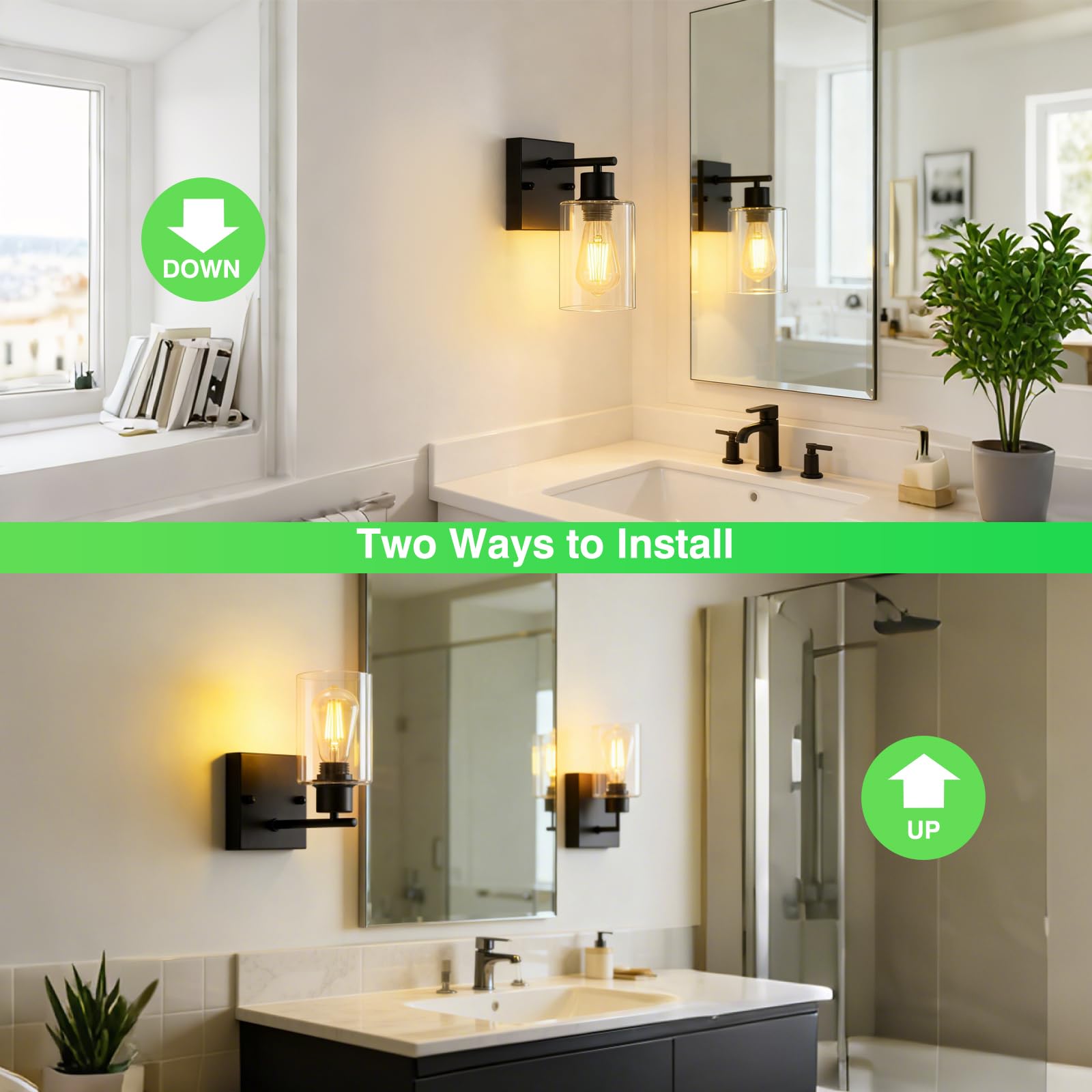 CNOIJUTS wall sconce with up-down mounting enables ambient or task lighting
